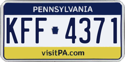 PA license plate KFF4371