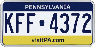 PA license plate KFF4372