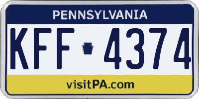 PA license plate KFF4374