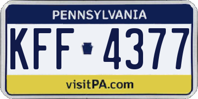 PA license plate KFF4377