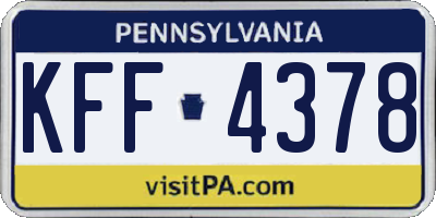 PA license plate KFF4378