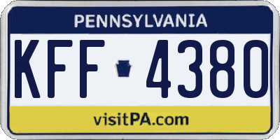 PA license plate KFF4380