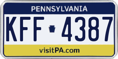 PA license plate KFF4387