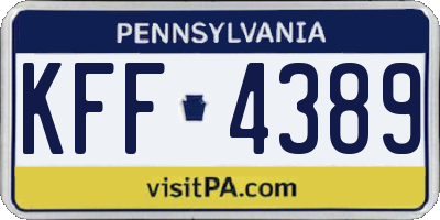 PA license plate KFF4389