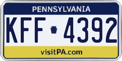PA license plate KFF4392