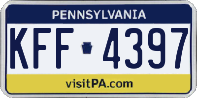 PA license plate KFF4397
