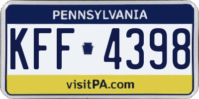 PA license plate KFF4398