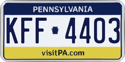 PA license plate KFF4403
