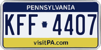 PA license plate KFF4407