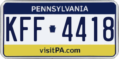 PA license plate KFF4418