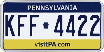 PA license plate KFF4422