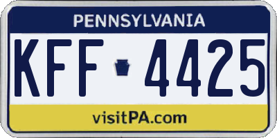 PA license plate KFF4425