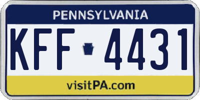 PA license plate KFF4431