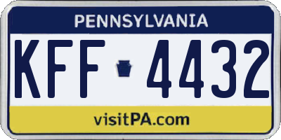PA license plate KFF4432