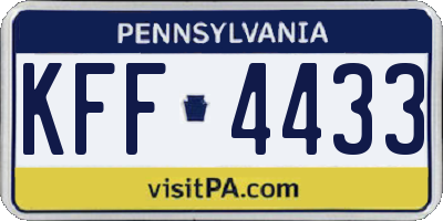 PA license plate KFF4433