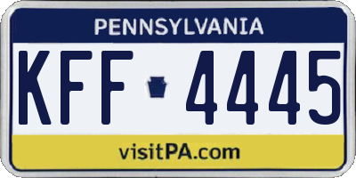 PA license plate KFF4445