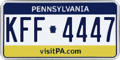 PA license plate KFF4447