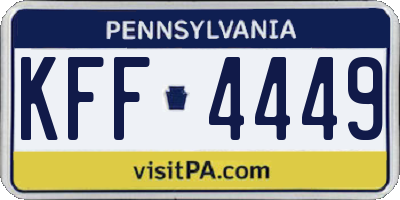 PA license plate KFF4449