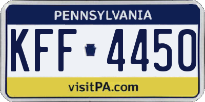 PA license plate KFF4450