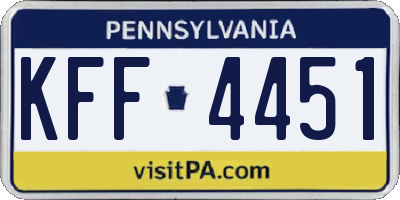 PA license plate KFF4451