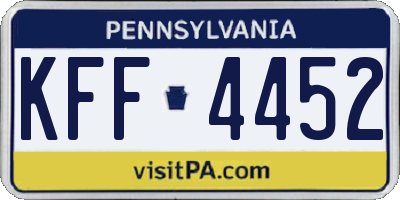 PA license plate KFF4452