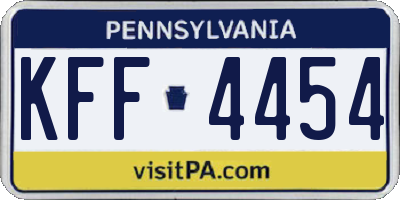 PA license plate KFF4454