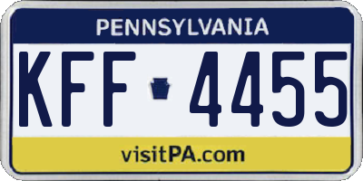 PA license plate KFF4455