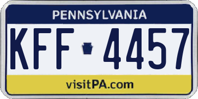 PA license plate KFF4457