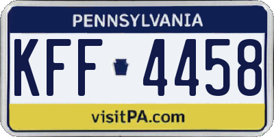 PA license plate KFF4458