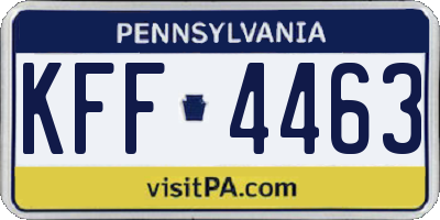 PA license plate KFF4463
