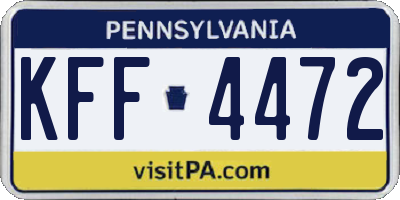 PA license plate KFF4472