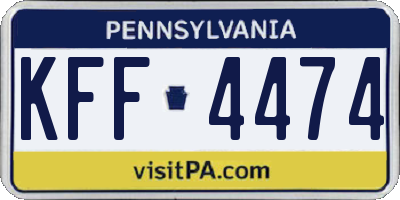 PA license plate KFF4474