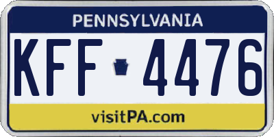 PA license plate KFF4476