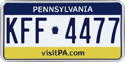 PA license plate KFF4477