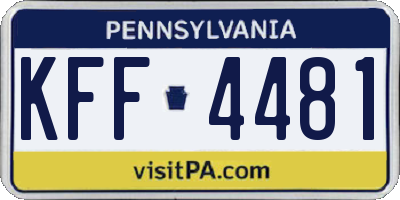 PA license plate KFF4481