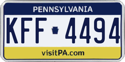 PA license plate KFF4494