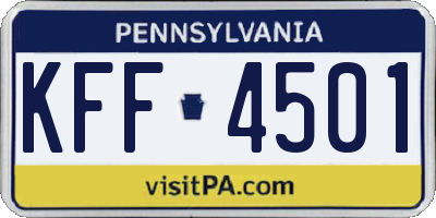 PA license plate KFF4501
