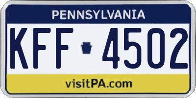 PA license plate KFF4502