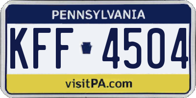PA license plate KFF4504