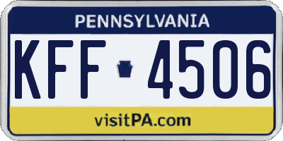 PA license plate KFF4506