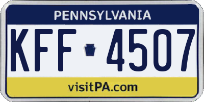PA license plate KFF4507
