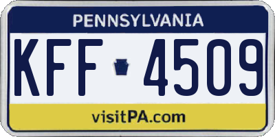 PA license plate KFF4509
