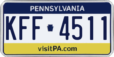 PA license plate KFF4511