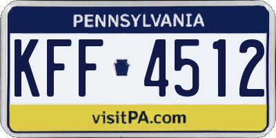 PA license plate KFF4512