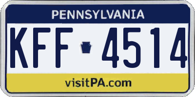 PA license plate KFF4514