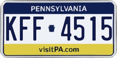 PA license plate KFF4515