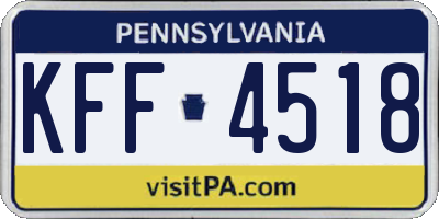 PA license plate KFF4518
