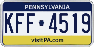 PA license plate KFF4519