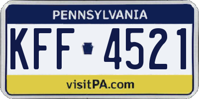 PA license plate KFF4521