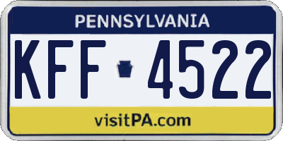 PA license plate KFF4522